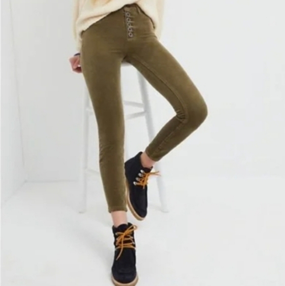 Anthropologie Pants - Anthropologie Pilco Green Button Fly Corduroy Skinny Pants Contemporary Size 28